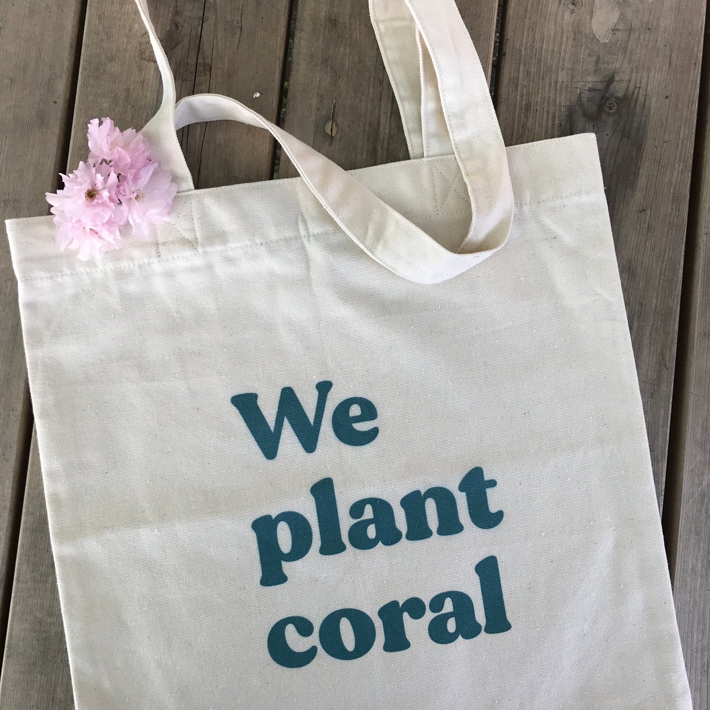 tote bag we plant coral coton bio